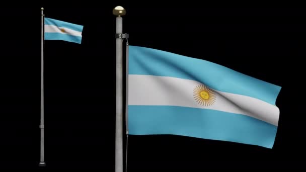 Canal Alfa Bandeira Argentina Acenando Vento Banner Argentino Soprando Seda — Vídeo de Stock