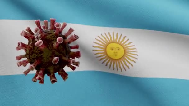 Argentin Zászló Integetés Coronavirus 2019 Ncov Koncepció Ázsiai Járvány Argentínában — Stock videók