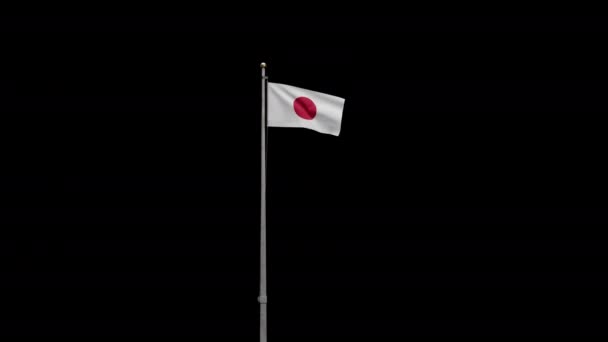Alfa Kanalı Rüzgârda Dalgalanan Japon Bayrağına Zum Yapıyor Japonya Afişi — Stok video