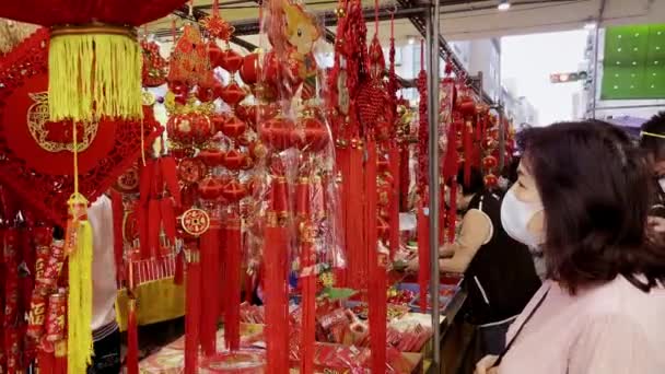 Taipei Taiwan February 2021 Asian People Wearing Face Masks Shopping — Stock Video