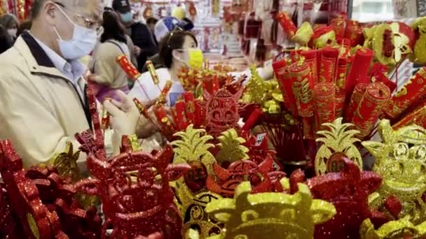 Taipei Taiwan Febbraio 2021 Gli Asiatici Indossano Maschere Facciali Shopping — Video Stock