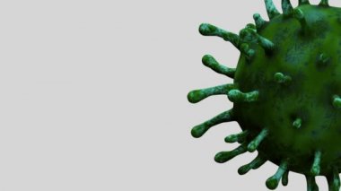 Sıvı mikroskobik görüşte yüzen üç boyutlu grip koronavirüsü solunum yoluna saldıran bir patojen. Covid19 virüs enfeksiyonu salgını.