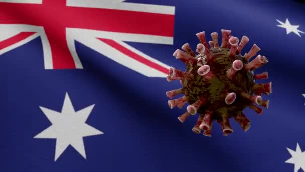 Иллюстрация Австралийский Флаг Coronavirus 2019 Ncov Вспышка Азиатского Гриппа Австралии — стоковое видео
