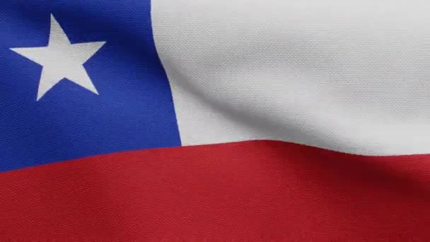 Απεικόνιση Χιλιανή Σημαία Κυματίζει Στον Άνεμο Κοντινό Πλάνο Της Χιλής — Αρχείο Βίντεο