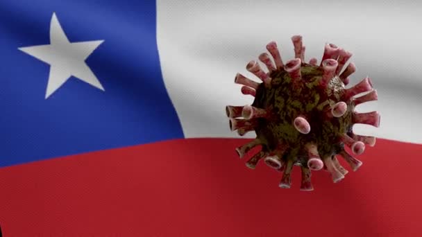 Ilustração Bandeira Chilena Acenando Conceito Coronavirus 2019 Ncov Surto Asiático — Vídeo de Stock