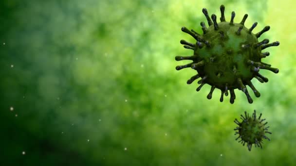 Illustrazione Influenza Coronavirus Galleggiante Vista Microscopica Fluido Agente Patogeno Che — Video Stock