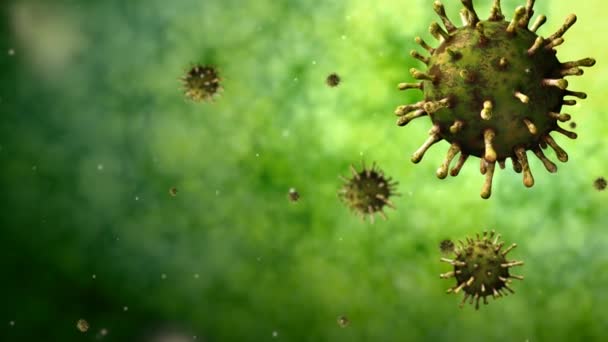 3Dイラスト コロナウイルス感染症呼吸器系 インフルエンザの種類危険なインフルエンザとしてCovid 19ウイルスの背景 病気の細胞と流行の医療健康リスクの概念 — ストック動画