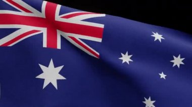 Avustralya bayrağının rüzgarda dalgalanan 3 boyutlu alfa kanalı. Avustralya afişi, yumuşak ve pürüzsüz ipek. Kumaş kumaş dokusu, Asteğmen. Ulusal gün ve ülke fırsatları için kullan - Dan