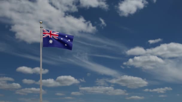 3Dイラスト風に揺れるオーストラリアの国旗 オーストラリアのバナーを吹いて 柔らかく滑らかなシルク 布生地の質感が背景を刻印 国民の日や国の機会の概念のためにそれを使用してください — ストック動画