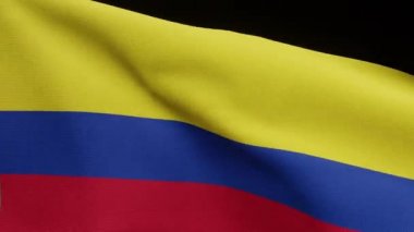 Kolombiya bayrağının rüzgarda dalgalanan 3 boyutlu alfa kanalı. Kolombiya afişi pürüzsüz ipek gibi esiyor. Kumaş kumaş dokusu, Asteğmen. Ulusal gün ve ülke etkinlikleri için kullan - Dan