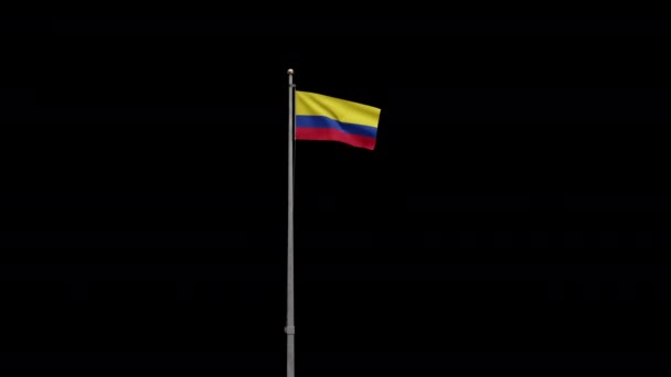 Illustration Canal Alpha Zoom Vers Drapeau Colombien Agitant Dans Vent — Video