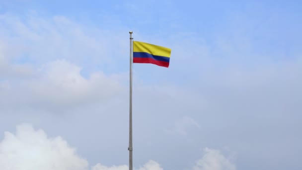 Illustration Drapeau Colombien Agitant Dans Vent Bannière Colombie Soufflant Soie — Video