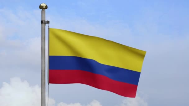 Ilustración Bandera Colombiana Ondeando Con Viento Banner Colombia Soplado Suave — Vídeo de stock