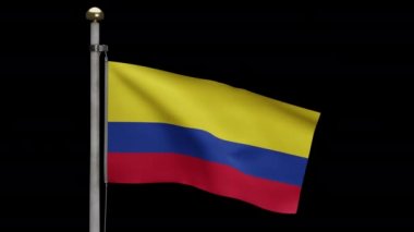3D illüstrasyon Alfa kanalı rüzgarda dalgalanan Kolombiya bayrağına zum yapıyor. Kolombiya afişi pürüzsüz ipek gibi esiyor. Kumaş kumaş dokusu, Asteğmen. Ulusal gün ve ülke etkinlikleri için kullan - Dan