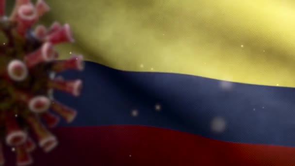 Illusztráció Kolumbiai Zászló Integetett Coronavirus Járvány Fertőző Légzőrendszer Veszélyes Influenza — Stock videók