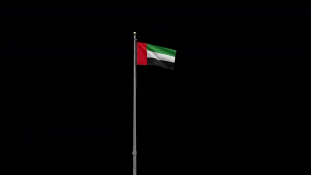 Εικονογράφηση Κανάλι Άλφα Σημαία Ηνωμένων Αραβικών Εμιράτων Κυματίζει Στον Άνεμο — Αρχείο Βίντεο