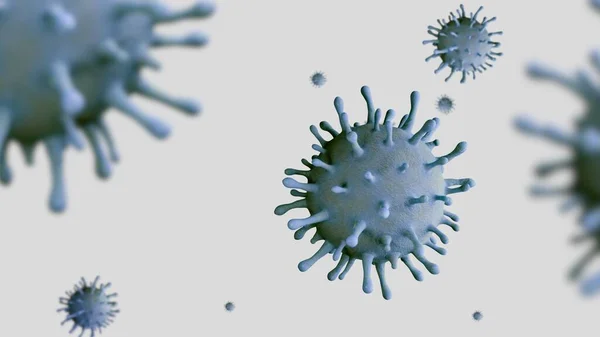 3D illustration flu coronavirus floating in fluid microscopic view, a pathogen that attacks the respiratory tract. Pandemic of Covid19 virus infection concept.