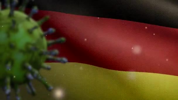 Alman Bayrağı Dalgalanması Coronavirus 2019 Ncov Konsepti Almanya Asya Salgını — Stok video