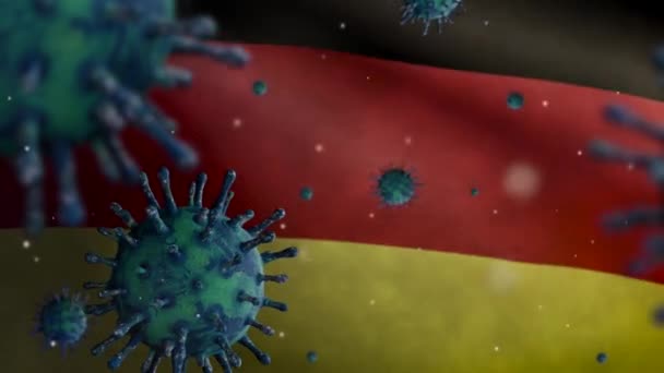 Ilustracja Niemiecka Flaga Machanie Coronavirus 2019 Ncov Koncepcja Azjatycka Epidemia — Wideo stockowe