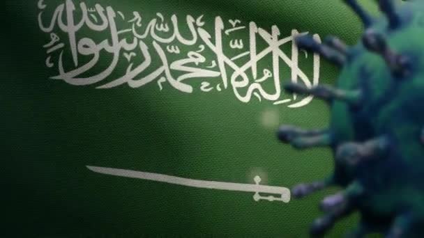 Иллюстрация Королевство Саудовская Аравия Размахивание Флагом Концепция Коронавируса 2019 Ncov — стоковое видео
