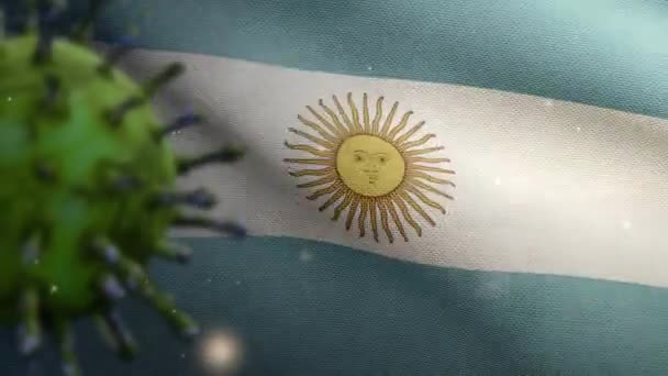 Ilustrace Argentinská Vlajka Mává Coronavirus 2019 Ncov Koncept Asijská Epidemie — Stock video