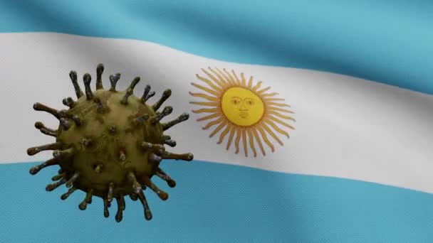 Illustrazione Sventolando Bandiera Argentina Concetto Coronavirus 2019 Ncov Focolaio Asiatico — Video Stock