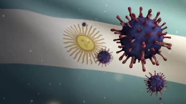 Illustrazione Sventolando Bandiera Argentina Concetto Coronavirus 2019 Ncov Focolaio Asiatico — Video Stock