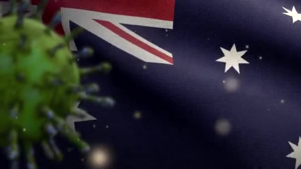 Ilustração Australian Flag Waving Coronavirus 2019 Ncov Surto Asiático Austrália — Vídeo de Stock