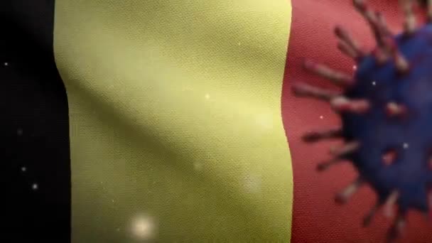 Ilustração Bandeira Belga Acenando Conceito Coronavirus 2019Ncov Surto Asiático Bélgica — Vídeo de Stock