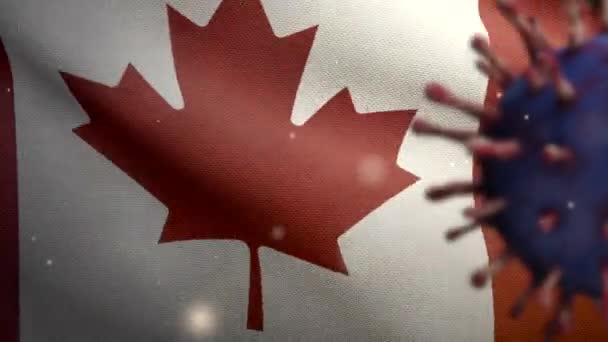 Ilustração Bandeira Canadense Acenando Conceito Coronavirus 2019 Ncov Surto Asiático — Vídeo de Stock