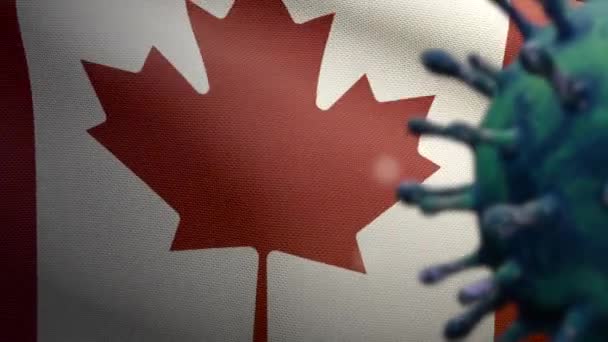 Illustrazione Bandiera Canadese Sventola Concetto Coronavirus 2019 Ncov Focolaio Asiatico — Video Stock