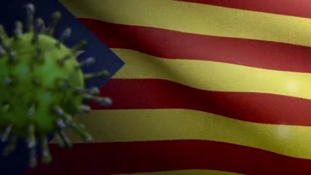 Ilustracja Katalonia Niezależna Flaga Machanie Coronavirus 2019 Ncov Koncepcja Ognisko — Wideo stockowe
