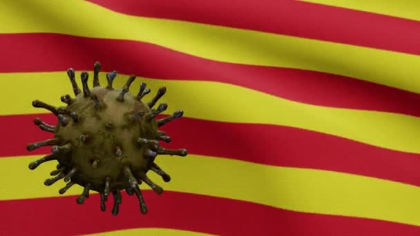 Иллюстрация Catalonia Independent Flag Waving Coronavirus 2019 Ncov Concept Азиатская — стоковое видео