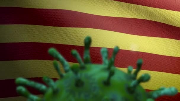 Ilustrasi Catalunya Mengibarkan Bendera Independen Dan Konsep Coronavirus 2019 Ncov — Stok Video