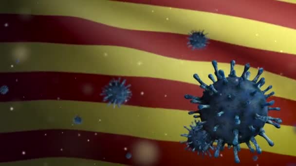 코로나 바이러스는 카탈루냐 있으며 병원균은 호흡기를 공격한다 유행성 바이러스 감염으로 — 비디오
