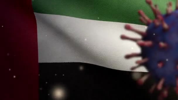 Illustratie Verenigde Arabische Emiraten Vlag Zwaaien Coronavirus 2019 Ncov Concept — Stockvideo