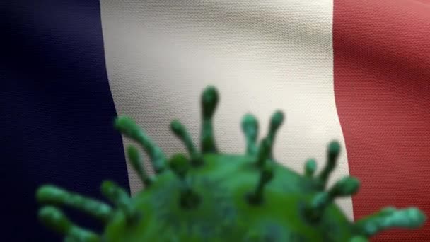 Illusztráció Francia Zászló Integetett Coronavirus Járvány Fertőző Légzőrendszer Veszélyes Influenza — Stock videók