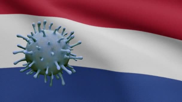 Illustration Drapeau Néerlandais Agitant Coronavirus 2019 Ncov Concept Éclosion Asiatique — Video
