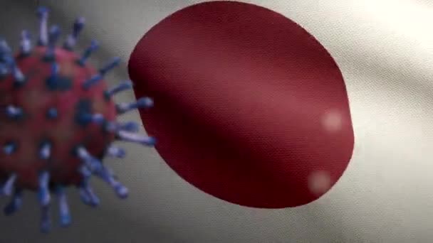 Japonská Vlajka Mává Coronavirus 2019 Ncov Koncept Asijská Epidemie Japonsku — Stock video
