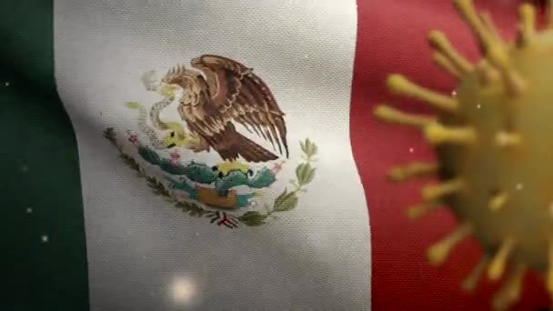 Drapeau Mexicain Agitant Coronavirus 2019 Ncov Concept Éclosion Asiatique Mexique — Video