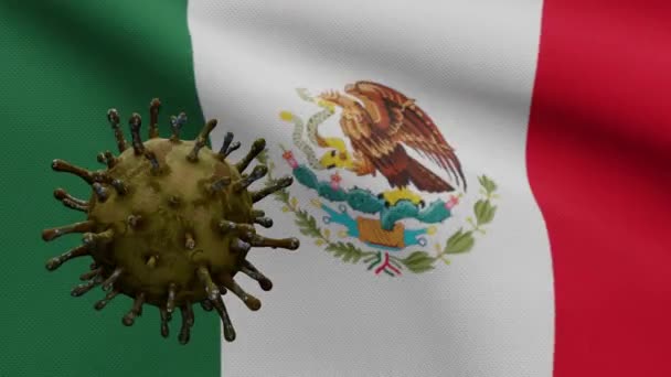 Die Mexikanische Flagge Weht Der Ausbruch Des Coronavirus Infiziert Die — Stockvideo