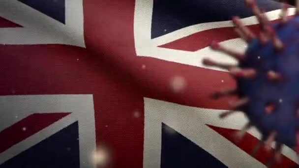 Regno Unito Bandiera Sventolando Coronavirus 2019 Concetto Ncov Focolaio Asiatico — Video Stock