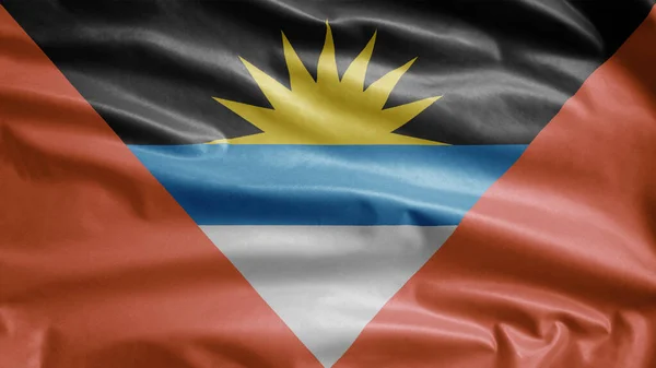 Antiguan Barbudan Flag Waving Wind Close Antigua Barbuda Banner Blowing — Stock Photo, Image