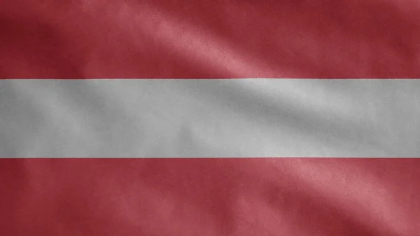 Bandeira Austríaca Acenando Vento Close Estandarte Áustria Soprando Seda Macia — Fotografia de Stock