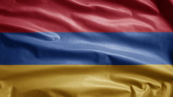 Armeense Vlag Wapperend Wind Close Van Armenië Spandoek Blazen Zacht — Stockfoto