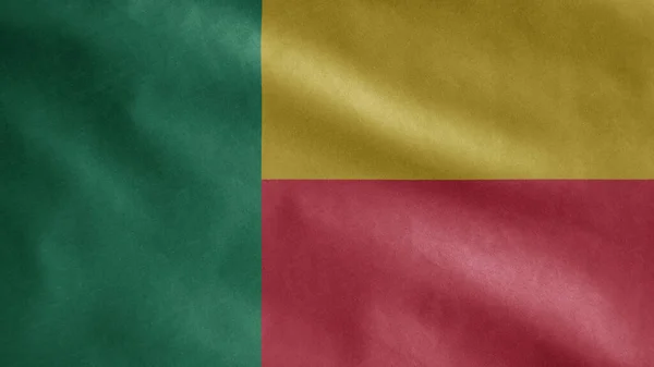 Beninese Flag Waving Wind Close Benin Banner Blowing Soft Smooth — Stock Photo, Image