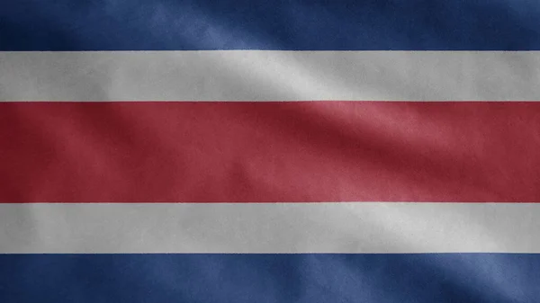 Costa Rica Flagga Vinkar Vinden Närbild Costa Ricas Banner Blåser — Stockfoto