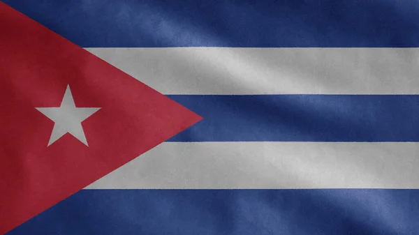 Kubańska Flaga Powiewa Wietrze Zbliżenie Baner Kubański Dmuchanie Miękki Gładki — Zdjęcie stockowe