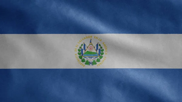 Bandera Salvadoreña Ondeando Viento Primer Plano Salvador Banner Soplado Suave — Foto de Stock