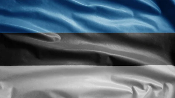 Drapeau Estonien Agitant Vent Gros Plan Bannière Estonie Soufflant Soie — Photo